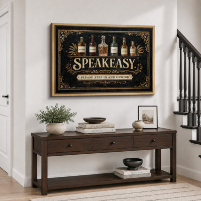 «Speakeasy Vintage Bottle Bar», impression sur toile encadrée, impression sur toile