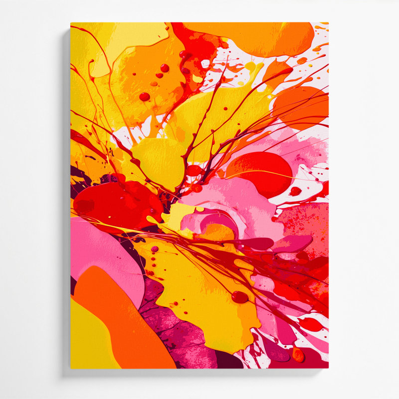 Abstrait aquarelle 72, art mural sur toile rouge, H 14 po x l 11 po