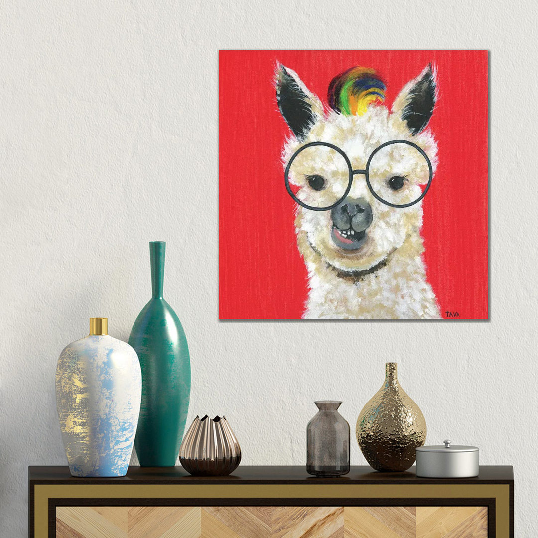 Llama Rockstar von Tava Studios - Galerie-verpackte Leinwand Giclée auf Leinwand