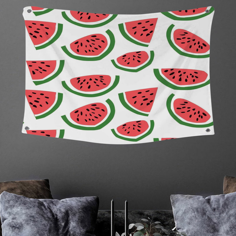 Tapisserie murale pastèque - décoration murale fruits, H 50 po x l 60 po