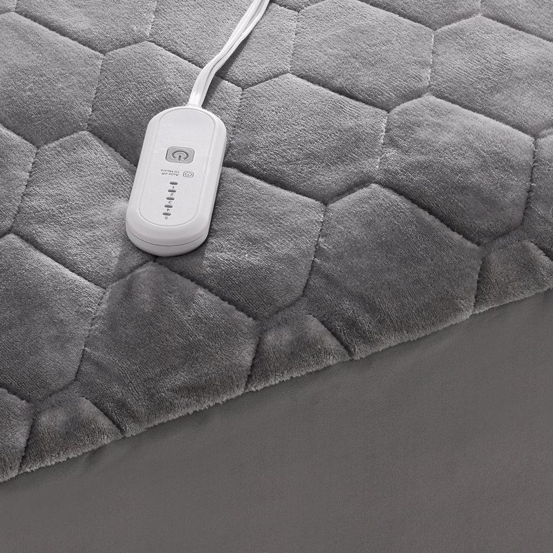 Flannel Electric Heated Mattress Pad, King, Gray