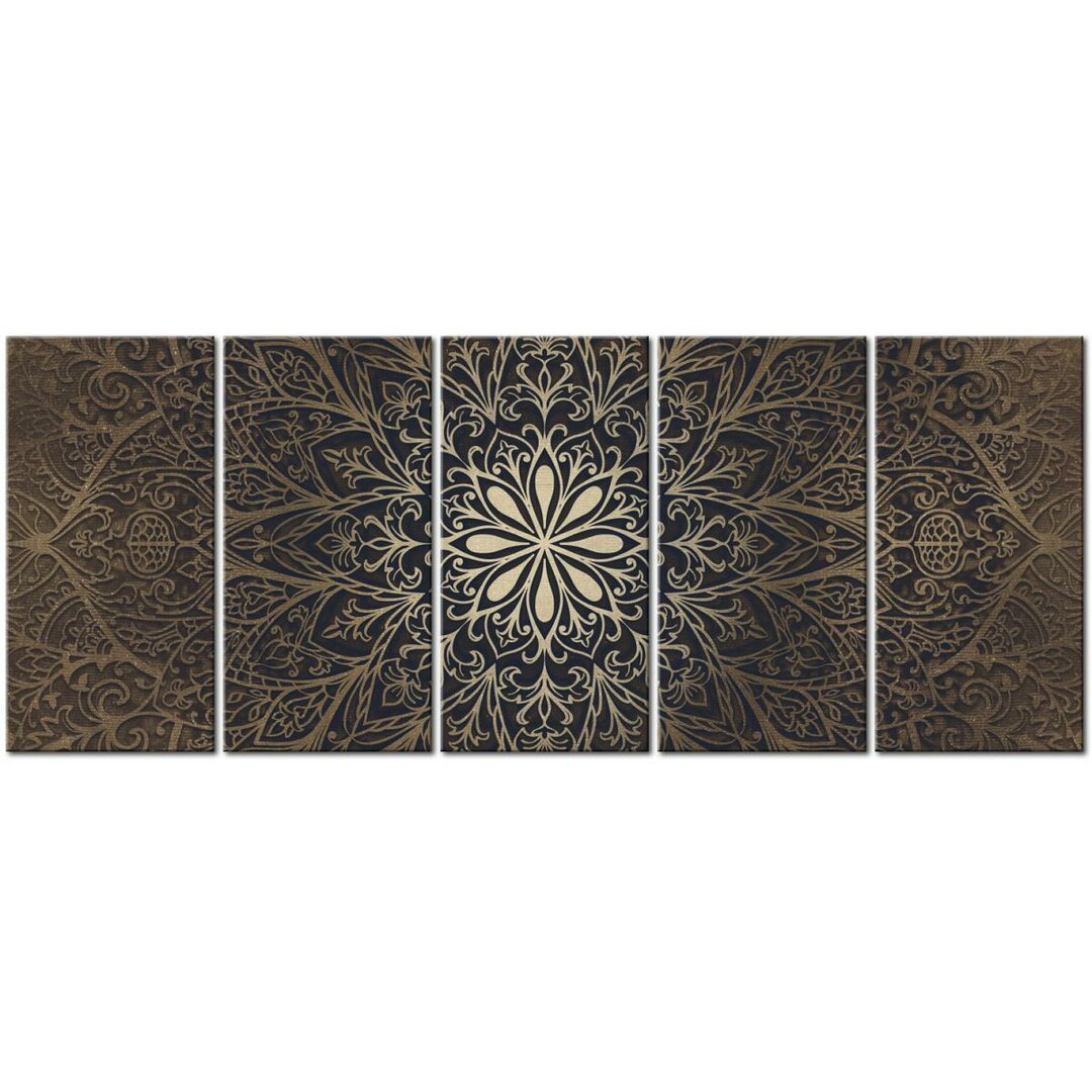 5-tlg. Leinwandbilder-Set Brown Mandala