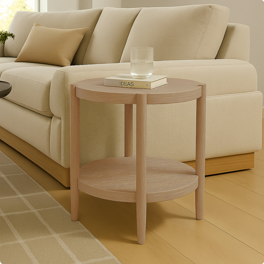 Reece 24" End Table, Natural Wood