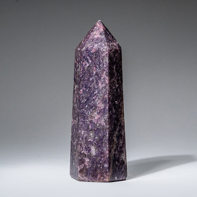 Véritable pointe de lépidolite polie de Madagascar (1,6 lb)