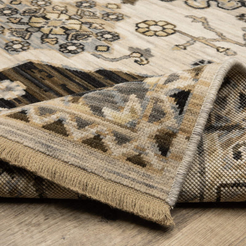 Tenneille Old World Medallions Brown/ Grey Wool Blend Area Rug, Runner 2'6" x 10'