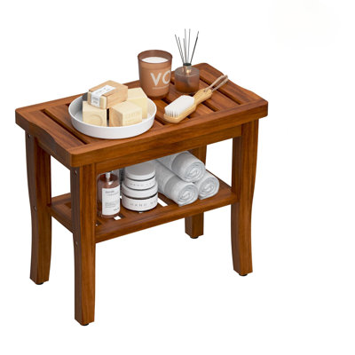 Teak Shower Bench Stool With Storage Shelf, Waterproof Shower Chair Spa Bath Seat, Shower Stool For Inside Shower, Bathroom Bench Seat -  Red Barrel Studio®, DBDC2D3BB3D0430881DA5E9FBB1914BE