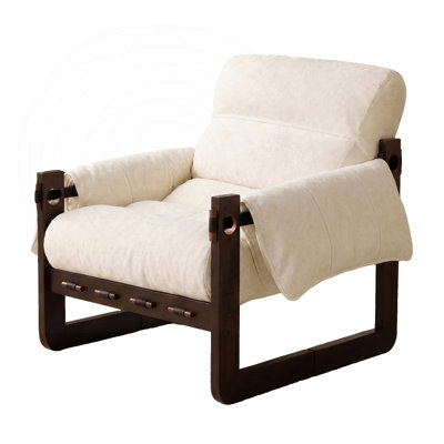 Chenille Upholstered Accent Chair with Wooden Frame