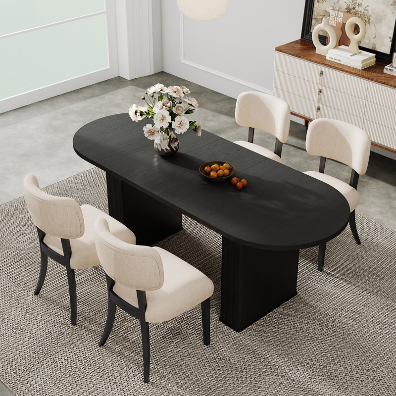 Table de salle à manger extensible Mid-Century, 5 pièces: table, 4 chaises