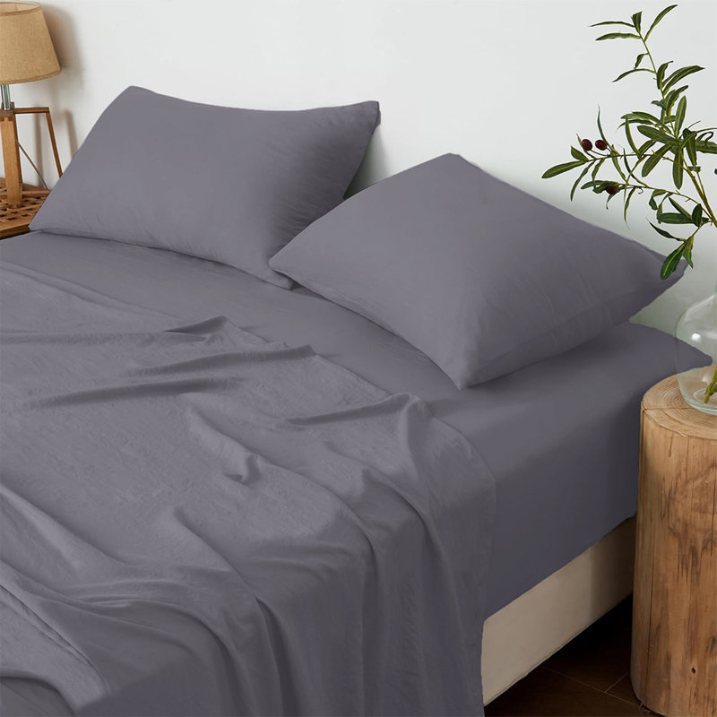 Nahama 100% Cotton Machine Woven Flat Sheet, Grey, Double (4'6)