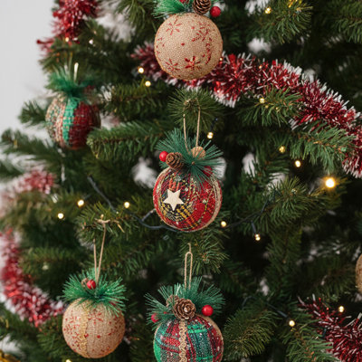 8cm Fabric Trees & Wreaths Ball Ornament