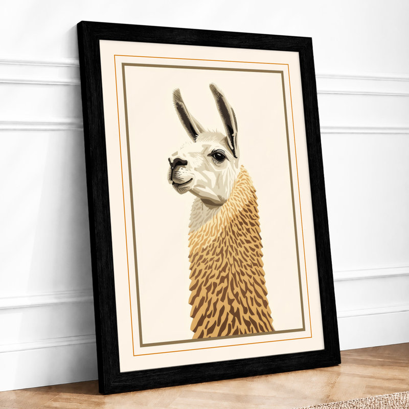 Llama in Profile Japandi - Framed Print, A3 - 42.0 x 29.7 cm, Black