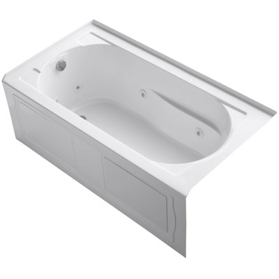 Devonshire Alcove Whirlpool Bath with Integral Apron, Tile Flange, Left-Hand Drain and Bask Heated Surface
