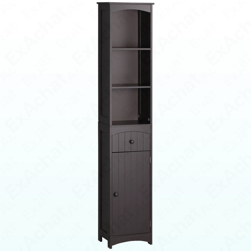Bathroom Storage Cabinet, Free Standing Bathroom Storage Unit, Tall Linen Tower With 3-Tier Shelves And Drawer, Brown