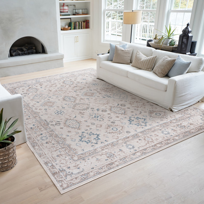 Saxton Oriental Indoor Polypropylene & Polyester Area Rug, Blue, Rectangle 8'10'' x 12'2''