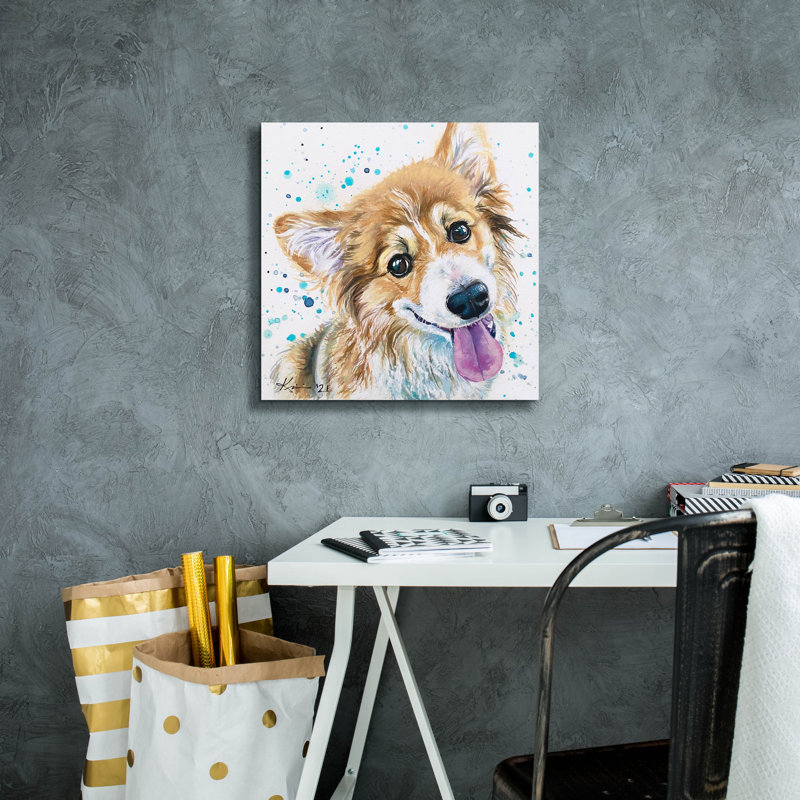 Art mural sur toile Winston Porter «Rainbow Dogs Corgi Puppy» par Lindsay Kivi, H 18 po x l 18 po x P 0,75 po
