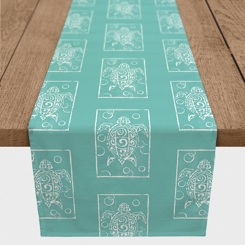 Chemin de table gris, Bleu sarcelle, 72 po x 16 po, 1