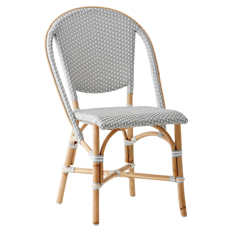 Chaise d'appoint en rotin Popplestone Sofie, Gris à pois blancs