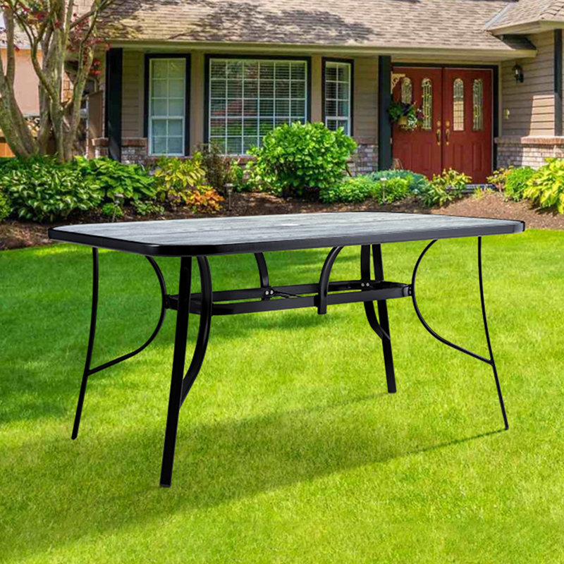 Rectangle Tempered Glass Outdoor Picnic Table, 72.5cm H x 150cm W x 90cm D