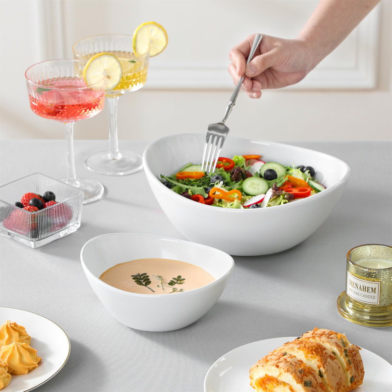 Ebern Designs Ceramic Stainless Steel Serving Bowl