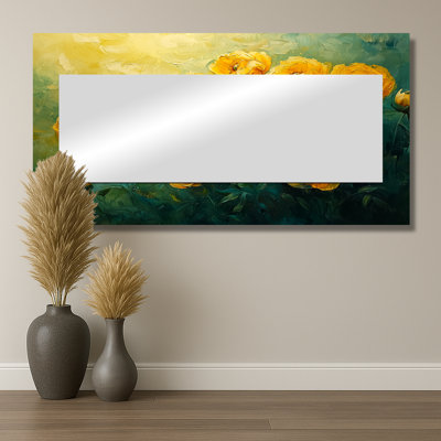 Pivoine verte et jaune «Gentle Embrace II» - art mural miroir pivoines - imprimé sur métal