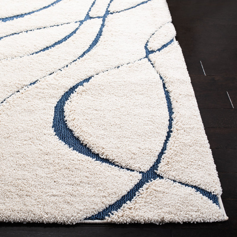 Wade Logan® Ashal Performance Cream/Blue Rug & Reviews | Wayfair