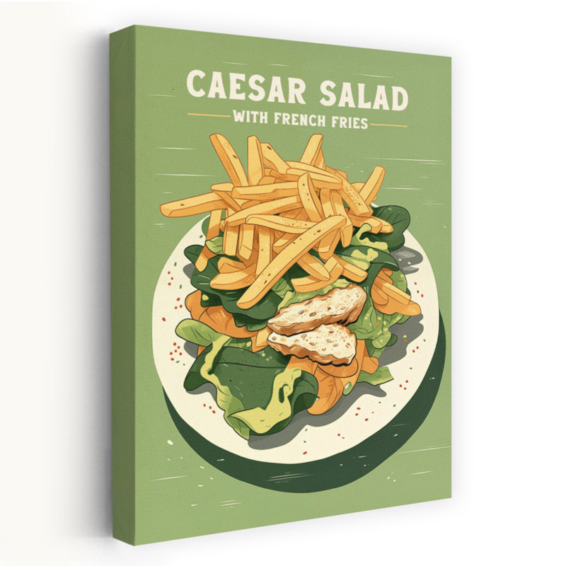 «Caesar Salad with Fries», art mural rétro, H 60 po x l 40 po
