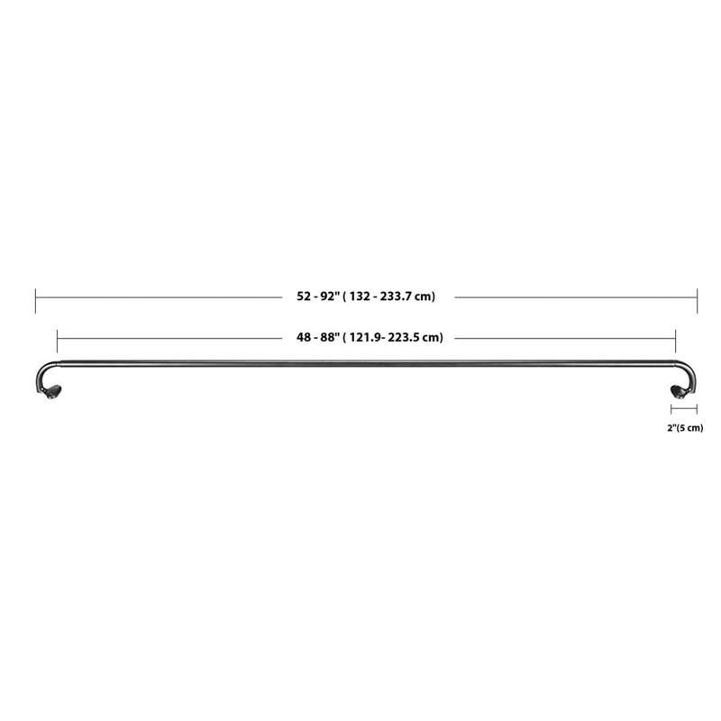 122cm Straight Tension Shower Curtain Rod & Hook Set