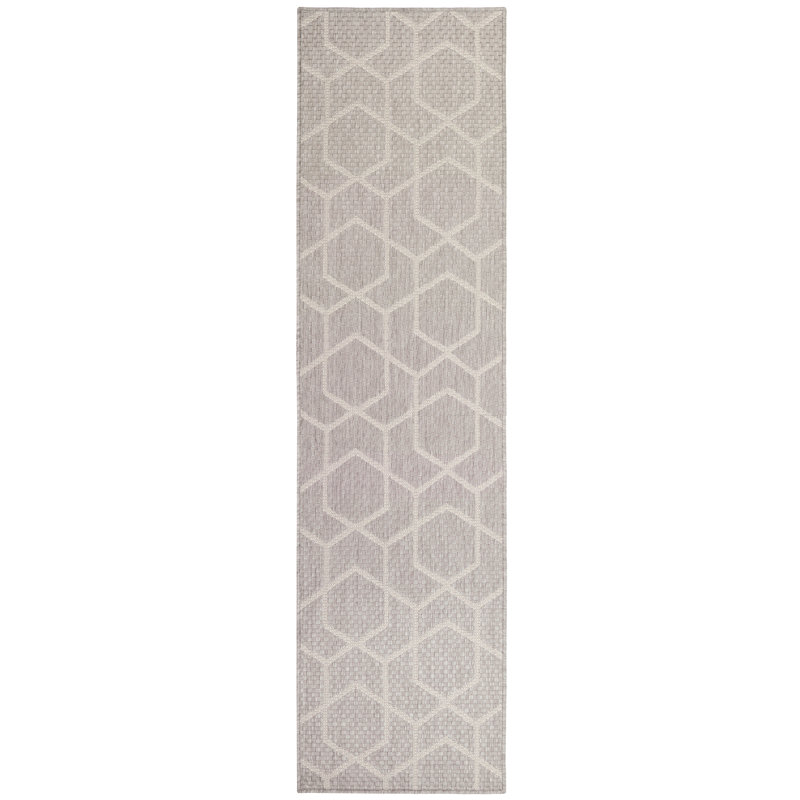 Reidy Modern Indoor/Outdoor Rug, Runner 2' x 6', Gray