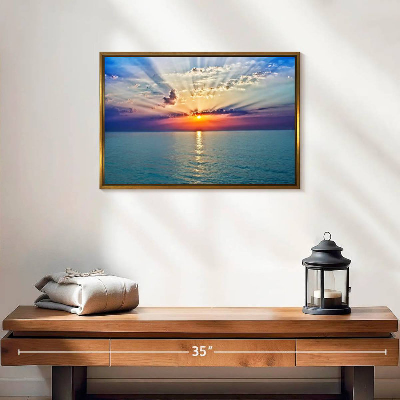 Golden Vanna Sunrise, 19 po x 13 po, Cadre flottant doré