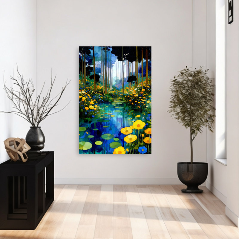 «Flora» par Klimt, art abstrait fleur de forêt, H 48 po x l 32 po