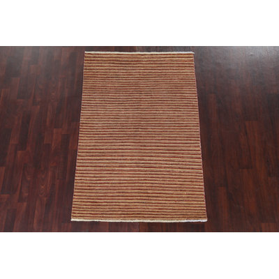 Tapis oriental en laine rayée Gabbeh Kashkoli Ferentz noué à la main 4 x 6