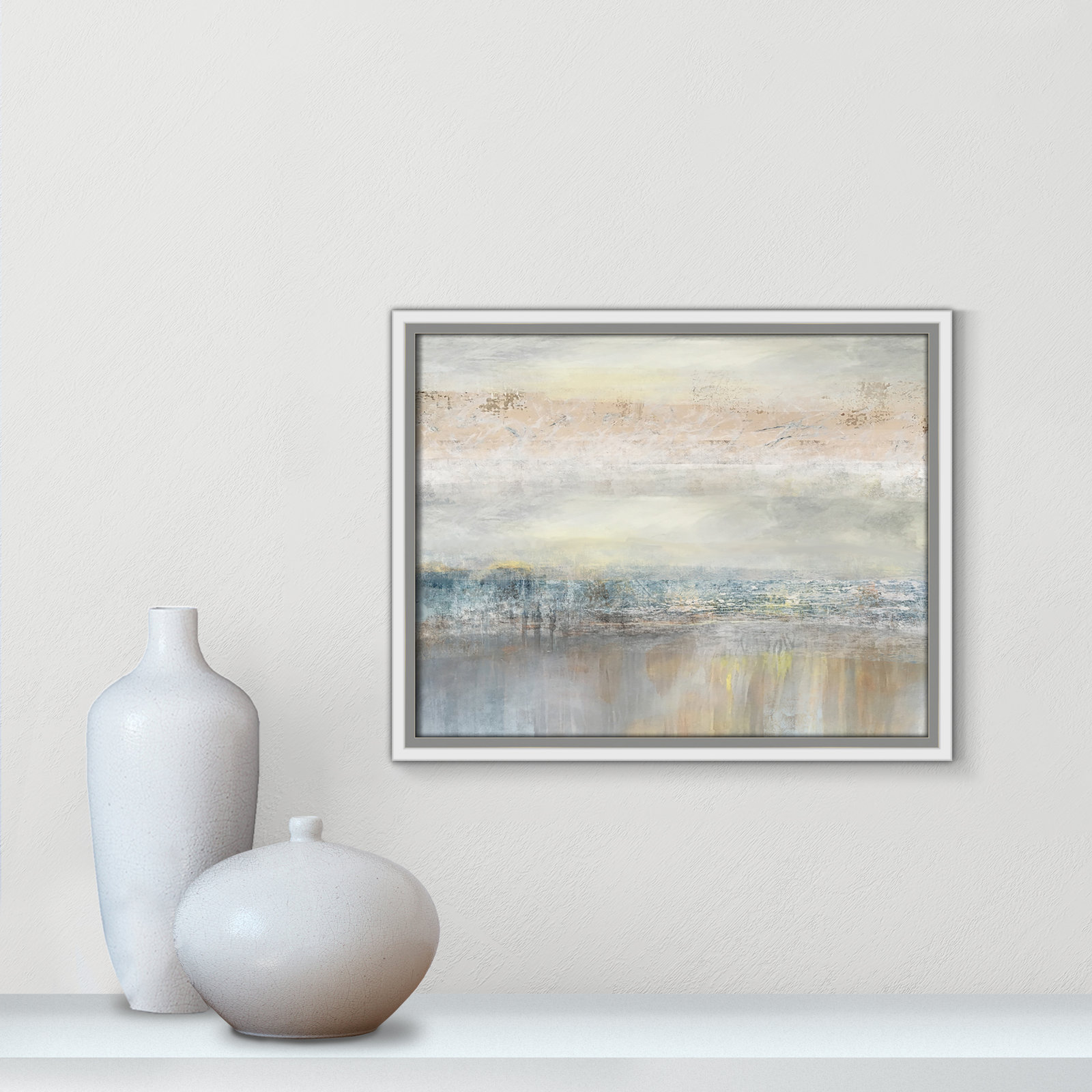 Electra "From A Distance" Painting by Nan, Picture Framed Canvas, 12.5" H x 15.5" W, Black