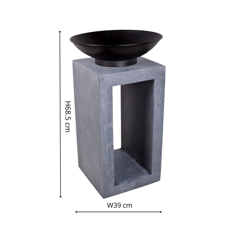 Metal Firebowl with Console, H 69cm x W 40cm x D 40cm