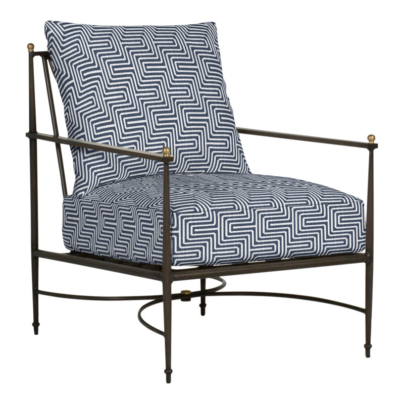Roma Patio Chair with Cushions, No Welt, Perigold Key Figure Indigo