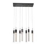 7 - Light Kitchen Island Rectangle Chandelier with Crystal Accents