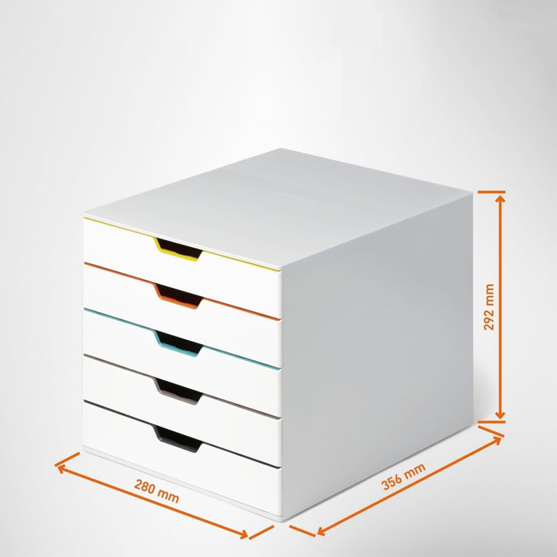 5 Drawer Unit Desktop Drawer Set with 5 Colour Coded Draws Box Files for Paper Storage