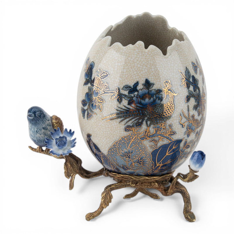 Golden Pheasant Egg Cachepot with Ormolu