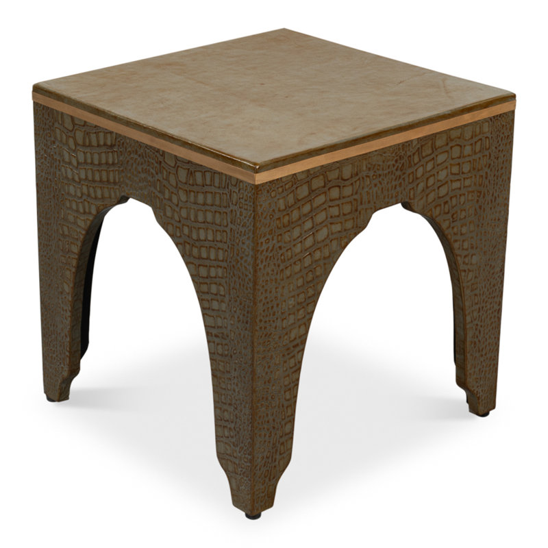 Tabouret d'appoint Shagreen Croco, Vert antique