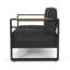 Chaise d'extérieur avec assise en composite et siège en aluminium avec coussins foncés