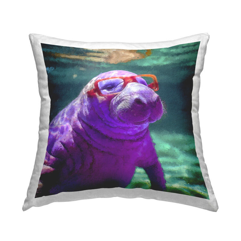 «Manatee with Glasses», coussin décoratif imprimé par Sean Parnell