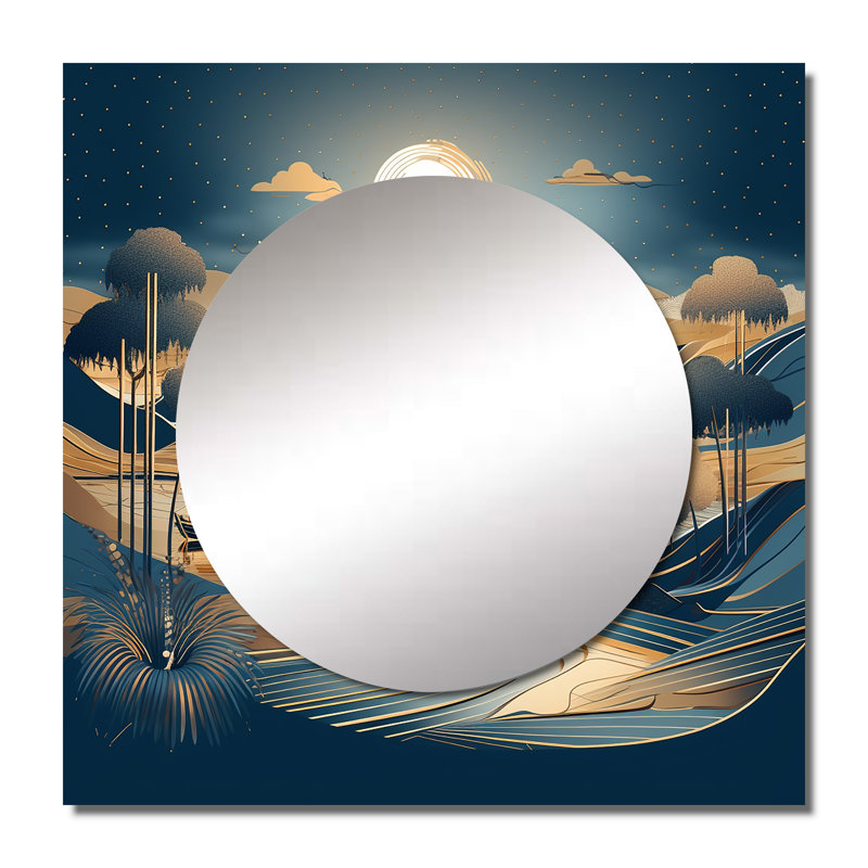 NURCAN - Décoration murale miroir carré pour grand paysage minimaliste, 23 po x 23 po
