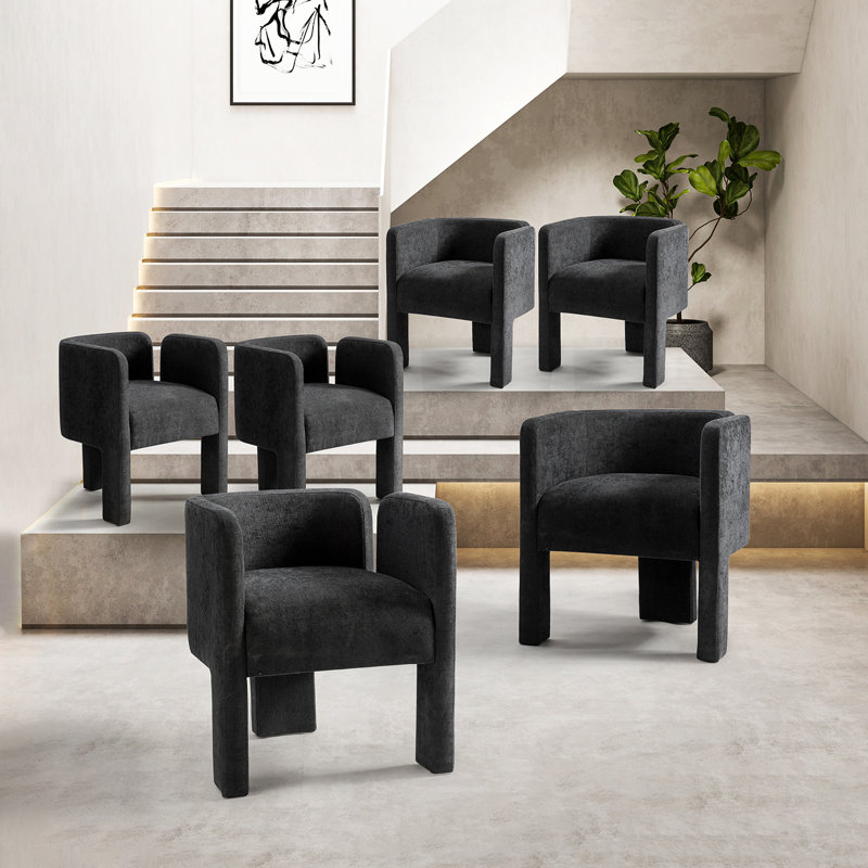 Chaise avec accoudoirs à dossier bas Braien, Ivoire
