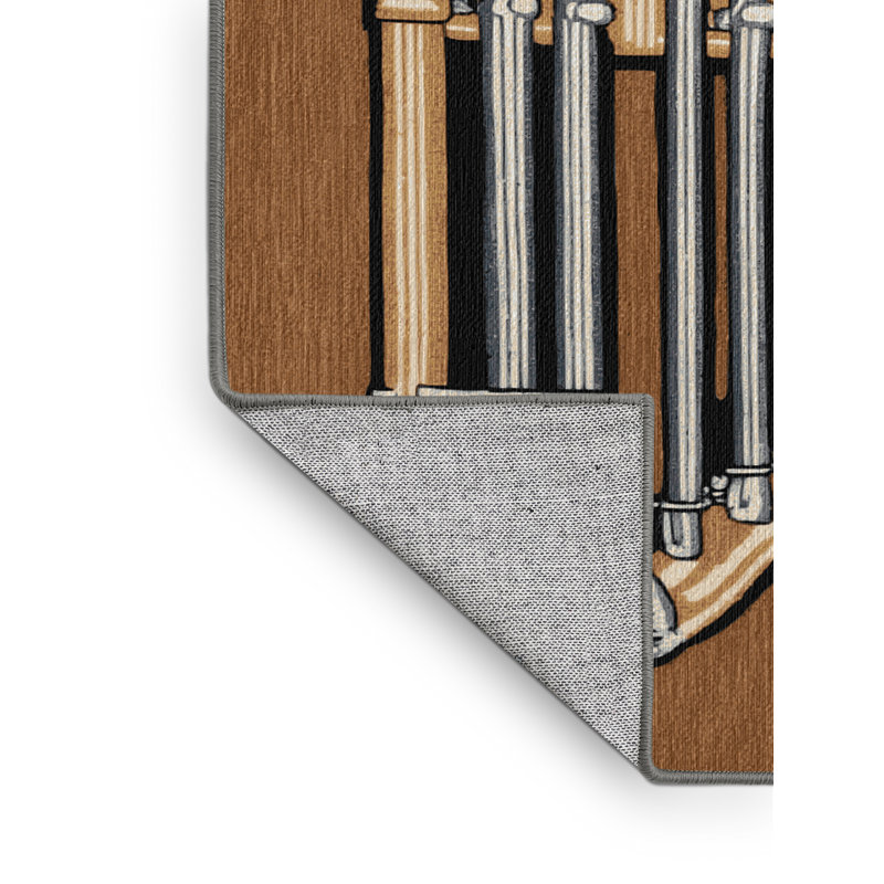 Washable Vibraphone Music Area Rug, Round 4'