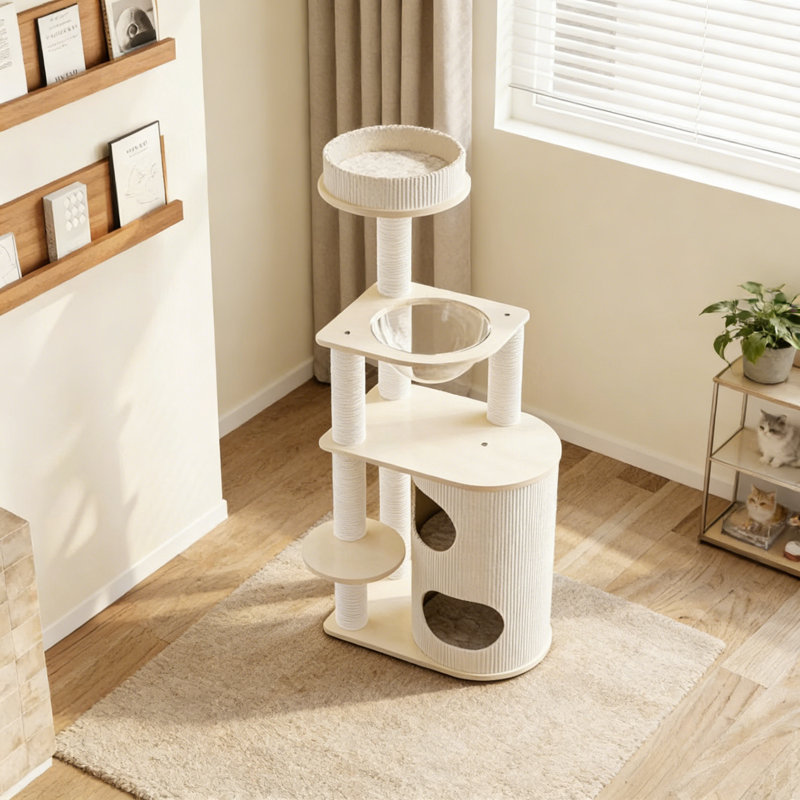 Simple Off-white Cat Climbing Frame