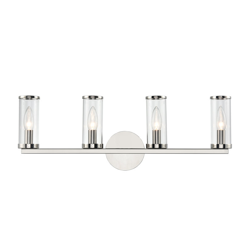 Polished Nickel 4-Light Vanity Light with Clear Glass Shades