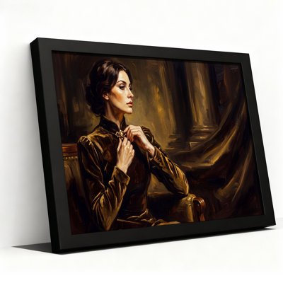 «Woman in Dark Dress ajusting Pearl Broch», art mural sur toile