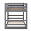 Lit superposé simple gris avec pieds en pin massif, garde-corps pleine longueur pour la sécurité, petites chambres peu encombrantes, ensemble de lattes inclus, stabilité du cadre, fonctionnel dans des espaces limités, convient aux matelas