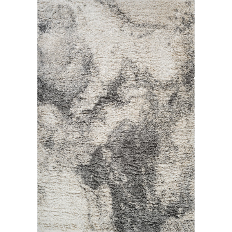 Shag Adrian Grey/Beige Rug, Rectangle 6'6" x 9'6"