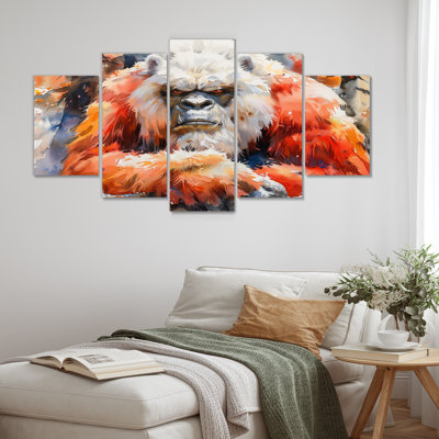 White Red Winter Furry Bigfoot - Bigfoot Wall Art Living Room Set