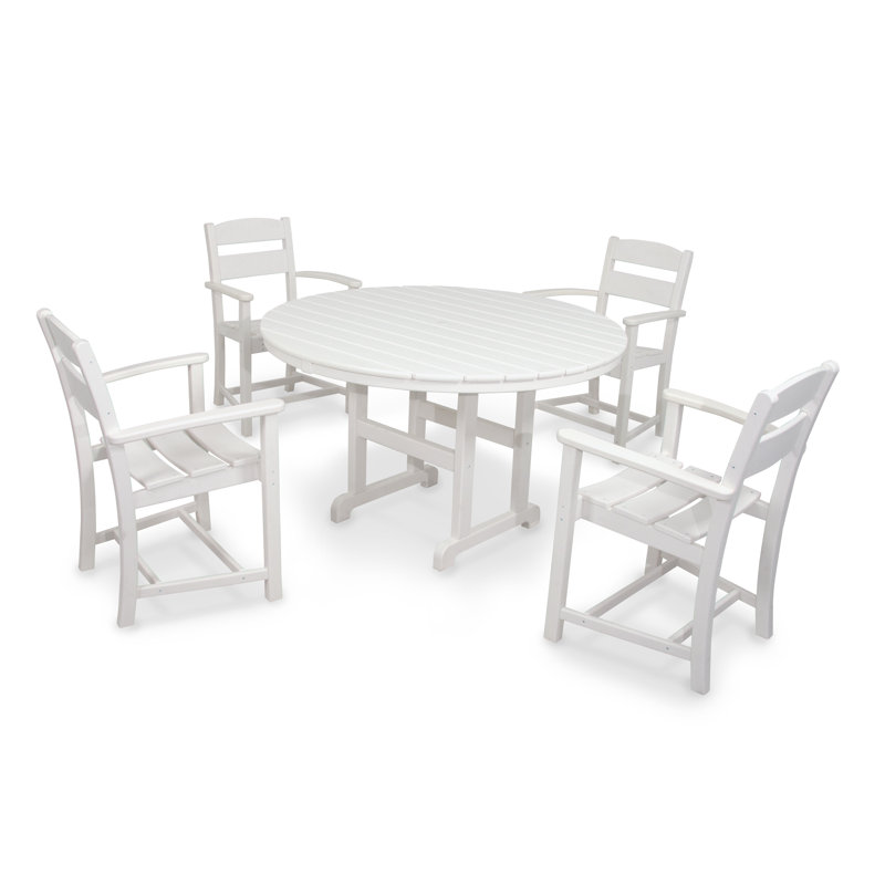 POLYWOOD Classics 4 - Person Patio Dining Set with Round Table, White